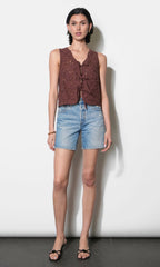 Faye Embroidered Tie Front Vest