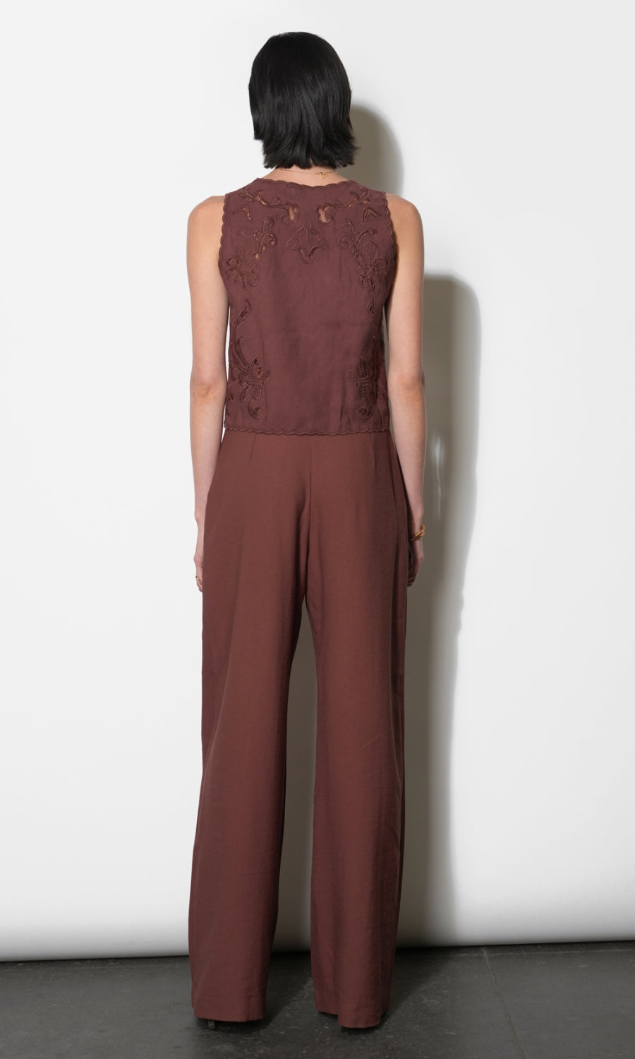 Faye Embroidered Tie Front Vest