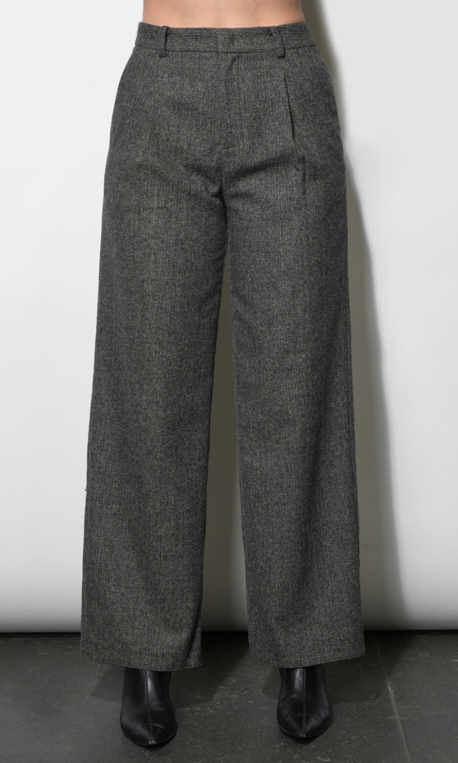 Liv Herringbone Wide Leg Trousers