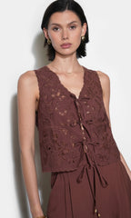 Faye Embroidered Tie Front Vest