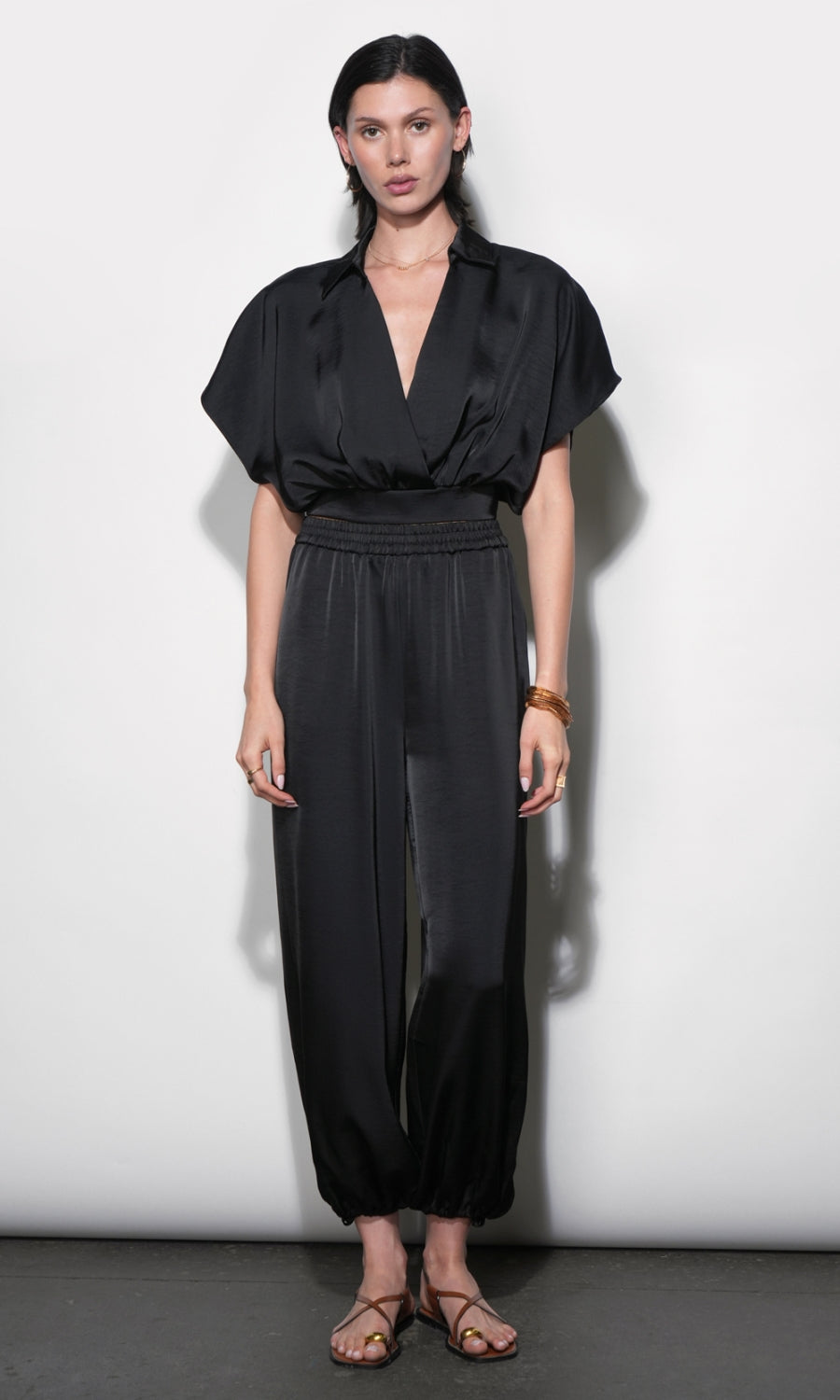 Ophelia Elastic Waist Balloon Black Pants