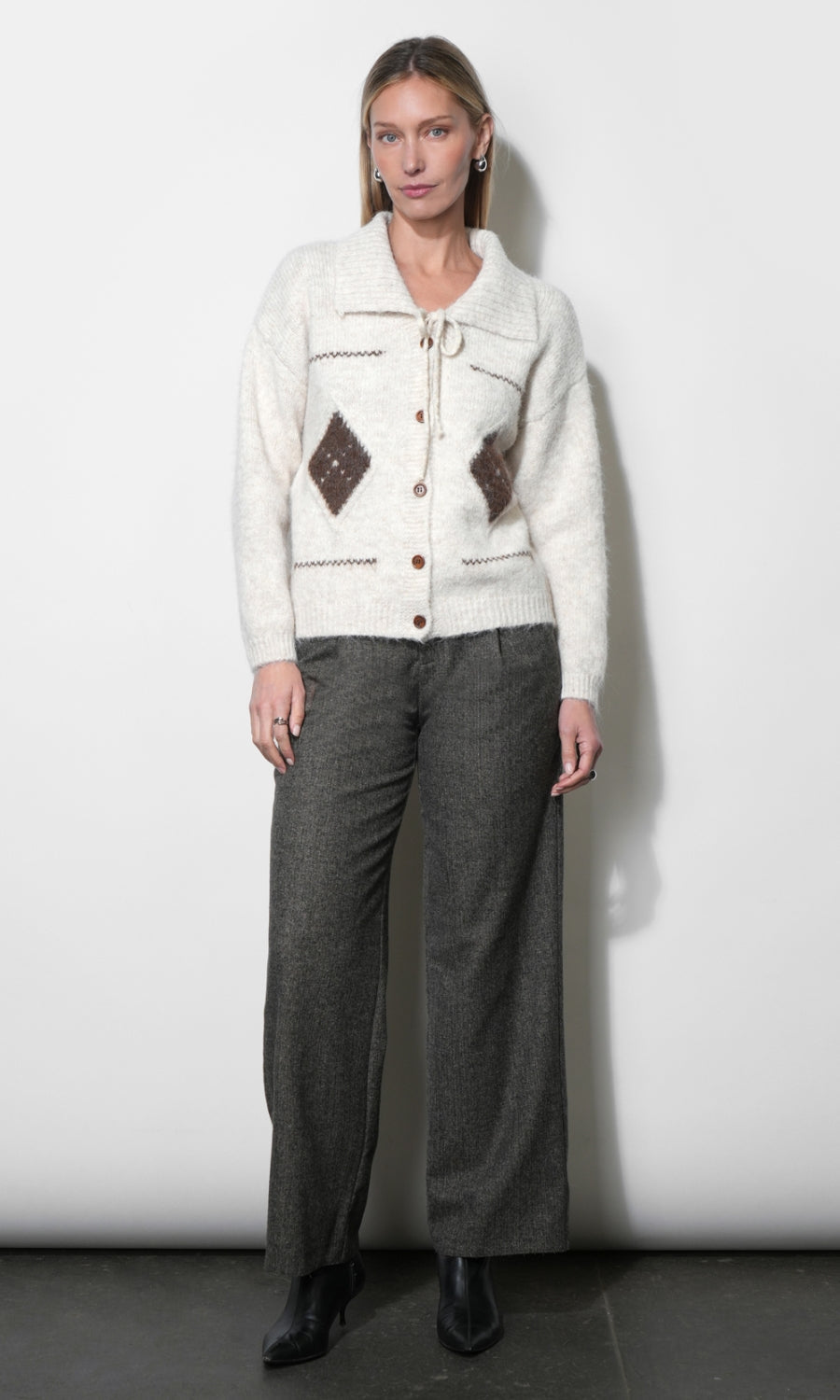 Liv Herringbone Wide Leg Trousers