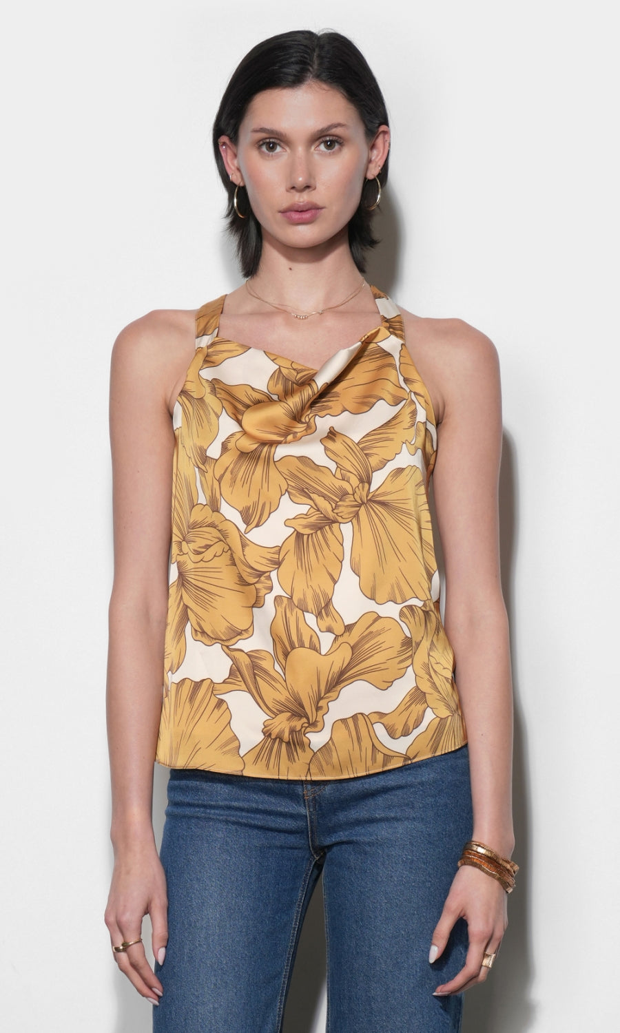 Eliza Cowl Neck Halter Top With Buckle