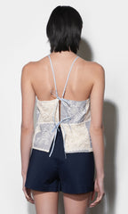 Dakotah Mixed Media Patchwork Halter Top With Tie Back Detail