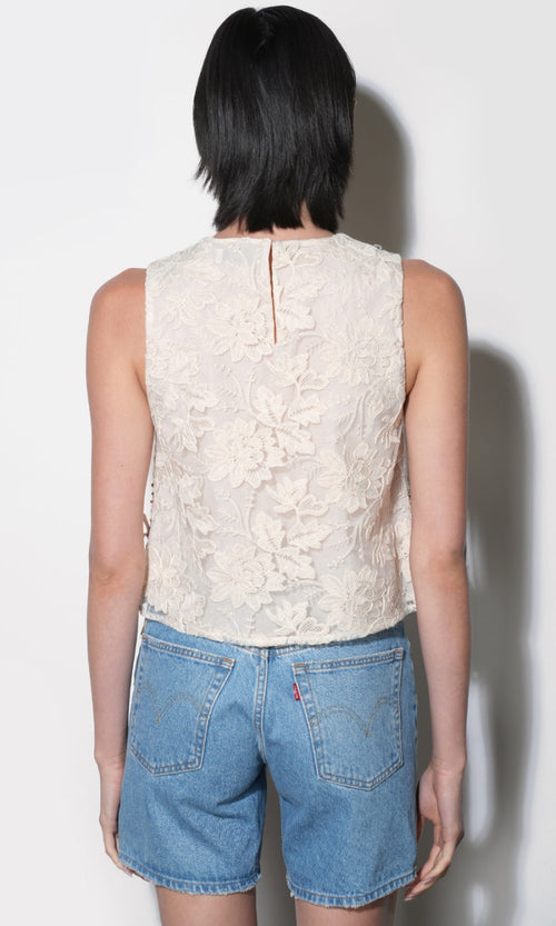 Alba Side Embroidered Side Tie Sleeveless Top