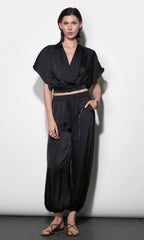 Ophelia Elastic Waist Balloon Black Pants